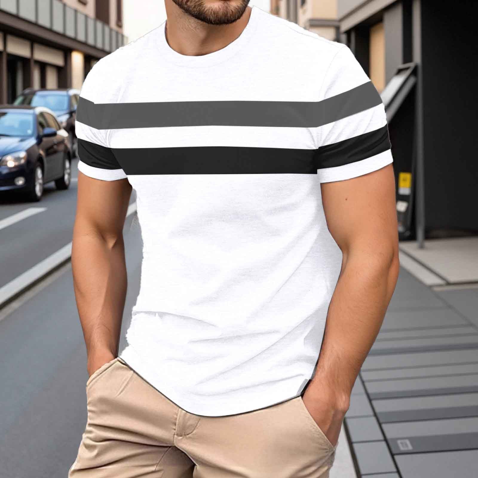 thumbnail image 2 of Camiseta holgada de colores para hombre: prenda informal de verano de poliéster, manga corta, fácil de combinar con pantalones, lavable a máquina, tallas S-XXL, tejido transpirable, 2 of 8